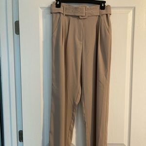 Lucy Paris Belted Beige Dress Pant
